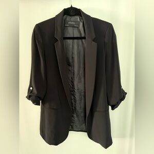 Zara Black Women's Blazer with Rolled Sleeves
